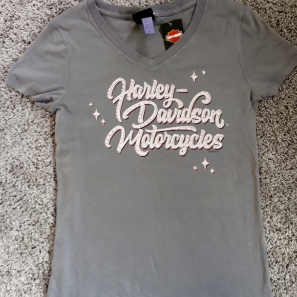 Harley-Davidson Tops - Women's Harley Davidson T-Shirt w/Orange Rhinestones Sz Small A Smoky Mountain